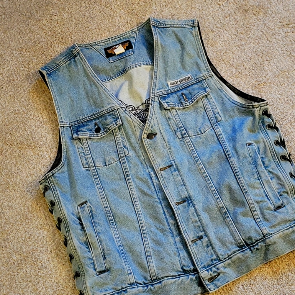 Vintage Harley Davidson denim vest